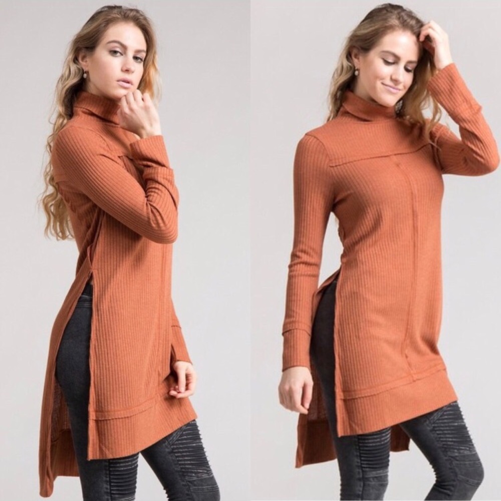 2 LEFT - Rib Knit Turtleneck Tunic